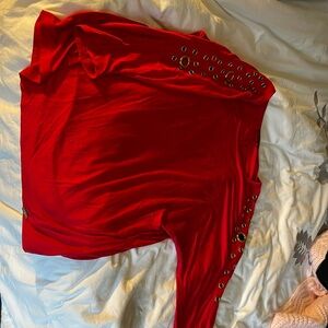 Red Cartise detailed arm top